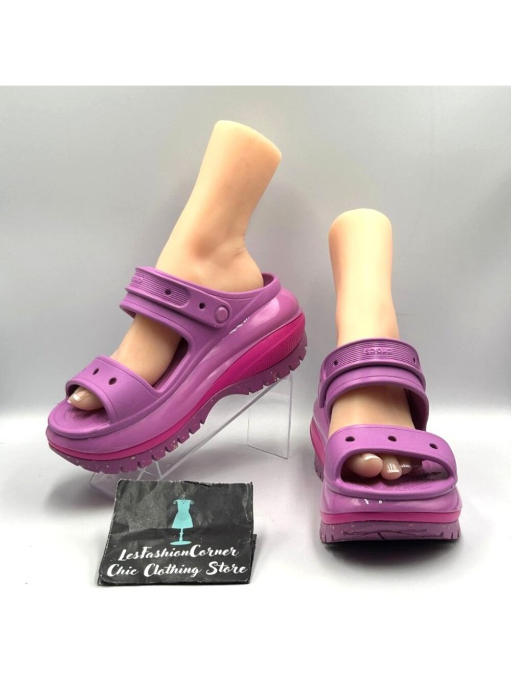 Crocs Womens Bubble Purple Pink Mega Crush Platform Clog Slip-On Clogs Sz 9 3551